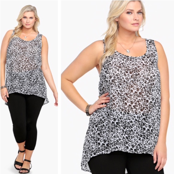 torrid Tops - Torrid Floral Chiffon High-Low Tank Top, Size 1